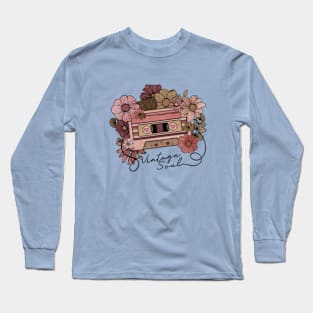 Vintage Soul Cassette Tape With Flowers Long Sleeve T-Shirt